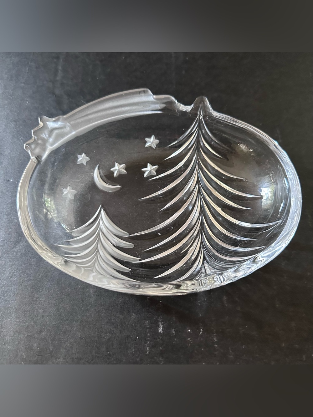 Vintage Studio Nova Christmas Crystal Candy Dish Holiday Glass Bowl Starry Night